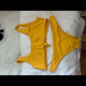 Yellow bikini with tie